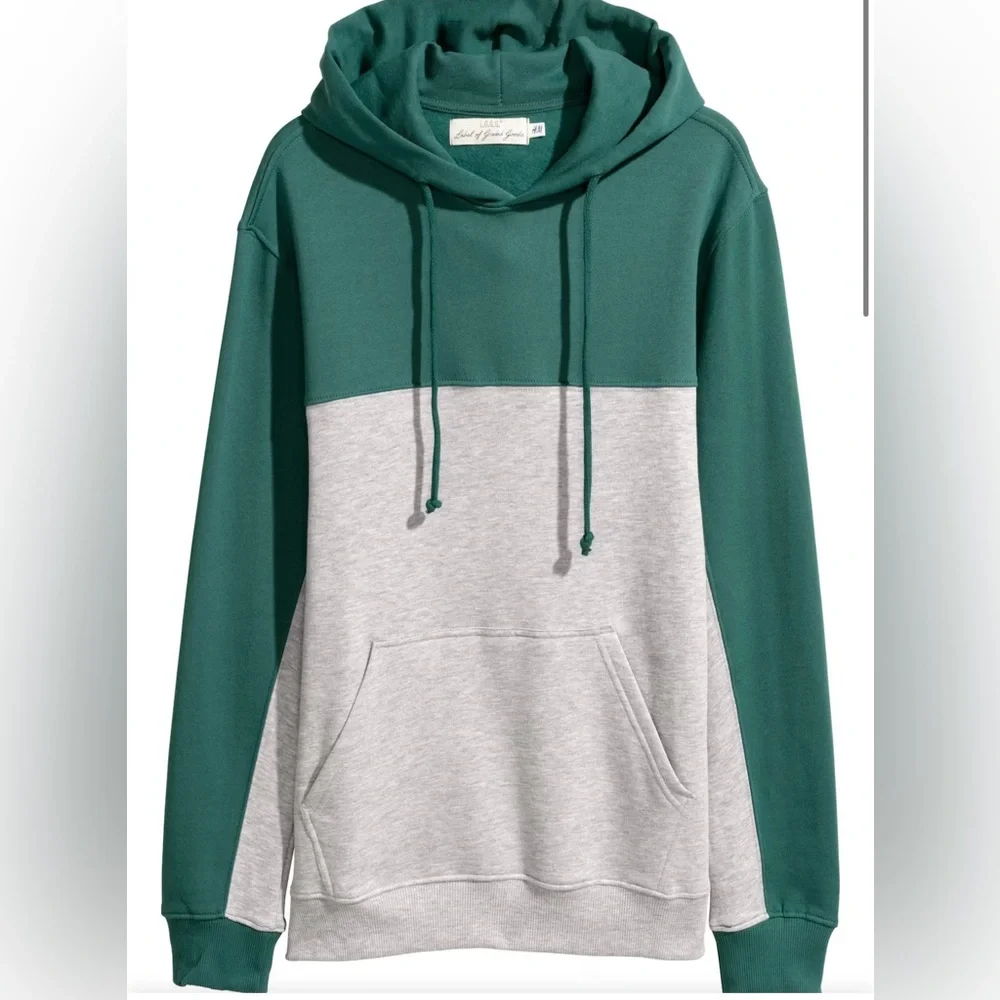 H&M Dark Green Gray Hoodie Men’s Medium Minimal Streetwear Cozy Essential
